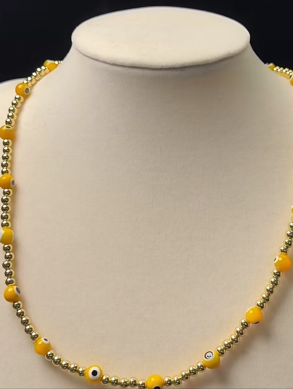 Yellow Beaded Eye Necklace - Women's Jewelry